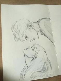 a drawing of two people facing each other