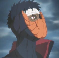 an anime character with black hair and red eyes