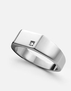 Geo Signet Diamond, Sterling Silver | Men's Rings | Miansai Signet Engagement Rings, Ring For Boyfriend, Rectangular Prism, Modern Wedding Band, Gold Pinky Ring, Jewelry Knowledge, Mens Silver Jewelry, Modern Gold Jewelry, Edgy Jewelry