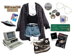 Outfit With Flannel Shirt, Slasher Summer Outfits 80s, 90s Outfit Board, My Aesthetic Outfit, Soft Grunge Aesthetic Outfits Summer, Midwest Emo Summer Outfits, 90s Grunge Outfits Summer, 2012 Outfits Tumblr, Outfit Ideas Grunge 90s