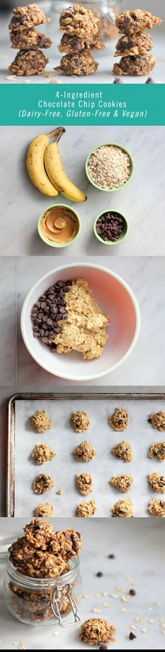 cookies, oatmeal and bananas are being made