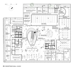 an architectural drawing shows the floor plan for a building with multiple floors and various rooms