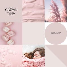 a pink and white photo collage with the caption's name in it