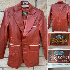 Vintage Leather Blazer Jacket Cowboy Western Brazilia by D&H Size 38  | eBay Mens Fashion Vintage, Leather Blazer Jacket, Cowboy Western, Brands Outlet, Leather Blazer, Western Cowboy, Vintage Leather, Shoulder Pads, Vest Jacket