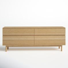 the sideboard is made out of wood and has two drawers on each side, one with