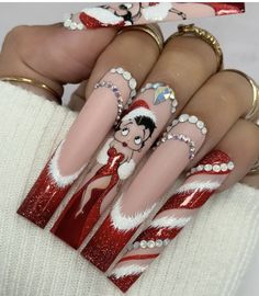 Christmas Nail Designs Acrylic, Nail Art Noel, Valentines Nail, Crazy Nail Designs, Colored Acrylic Nails, Pretty Nail Art Designs, Dope Nail Designs