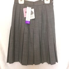 J.H. Collectibles Gray Pleated Wool Skirt Nwt Sz 4 12 Inches Flat Across Waist 20 Inches Long 17 1/2 Inches Flat Across Hip Area Unlined Side Zipper Hook And Button New Vintage Excellent Condition Great Pleated Skirt Neutral So It Goes With Anything- Dress Up Dress Down Add A Nice Blouse And Bundle Gray Pleated School Bottoms, Gray Pleated Bottoms For School, Classic Fitted Skirt For School, School Fitted Knee-length Skirt, Fitted Knee-length School Skirt, Fitted Knee-length Skirt For School, Gray Fitted Skirt For School, Fitted Gray Skirt For School, Gray Pleated School Skirt