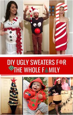 the ugly sweaters for the whole family are so cute and easy to sew