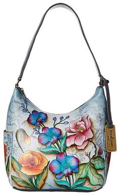 Anuschka 382 Classic Hobo With Side Pockets Hobo Handbags Anuschka Handbags, Kavu Rope Bag, Soft Leather Tote, Painted Bags, Rope Bag, Painting Leather, Genuine Leather Handbag, Leather Hobo Bag, Hobo Handbags