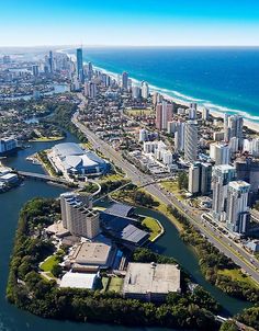 an aerial view of the gold coast city