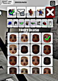 the screenshot shows many different facial expressions in this game, including an image of a woman's face