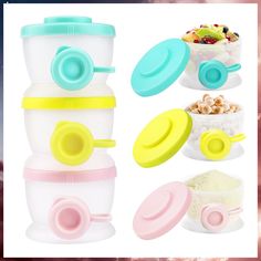 Zooawa Baby Formula Dispenser, Non-Spill Stackable Milk Powder Formula Container Christmas Formula Holder Snack Fruit Biscuit Fruit Biscuits, Avent Bottles, Placemats Kids, Baby Snacks, Small Snacks