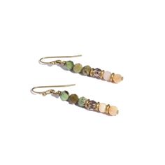 Green and Pink Opal Earrings