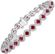 Red Bracelets With Diamond Accents, Red Round Bracelets With Diamond Accents, Ruby Bracelet, Diamond Tennis Bracelet, Tennis Bracelet Diamond, Ruby Diamond, Tennis Bracelet, Round Cut, Round Diamonds