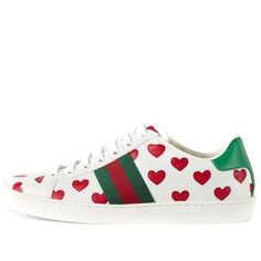 (WMNS) Gucci Ace 'Hearts' 676959-1XG60-9062 (SNKR/Skate/Women's/Valentine's Day) Tenis Gucci, Gucci Sneaker, Gg Marmont Bag, Sneakers Gucci, Gucci Shop, Gucci Sneakers, Heart Women, Valentines Day Gifts For Him, Sneakers For Women