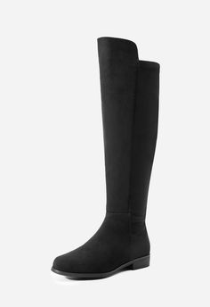 Stretch Fabric and Vegan Leather Warm and Comfortable Sleek Boot Shaft Versatile Style Fashion Shoes Boots, Versatile Style, Suede Boots, Brown Suede, Knee High Boots, High Boots, Black Suede, High Top, Knee High