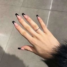 22 Top Trending Black French Tip Nails BeautyStack Black Nude Nails, Black French Nails, Black French Tip, Multicolored Nails, Black Acrylic Nails, Lavender Nails, Edgy Nails, French Tip Acrylic Nails, Simple Acrylic Nails