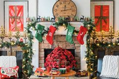 Christmas Fireplace Holiday Fireplace, Holiday Planter, Ideas For Decorating, Merry Bright Christmas