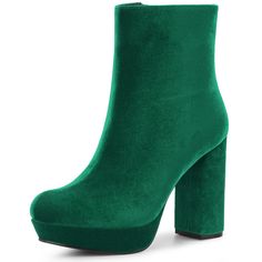 Shop Allegra K for women's round toe faux velvet block heels ankle boots you are looking for, get more women's chunky heel for yourelf. Order now! Free Returns! Velvet Block Heels, Very High Heels, Heel Stretch, Western Ankle Boots, Womens Chunky Heels, Shoes Boots Ankle, Closed Toe Shoes, Rubber Boot, Block Heel Ankle Boots