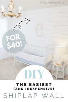 a white baby crib with the words diy and an image of a chandelier