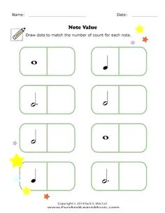 printable worksheet for counting the number of sound notes in each note sheet