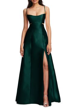 Alfred Sung, Evening Dress Floor Length, Grad Dresses, Satin Gown, A Line Gown, Custom Dresses, Guest Dresses, Dream Dress, Look Cool