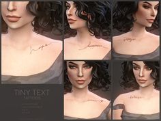 many different images of a woman's chest and shoulder