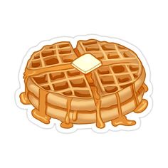 a stack of waffles with syrup on top sticker, transparent png