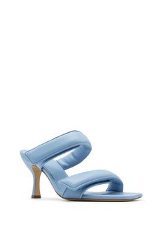 GIA BORGHINI Perni 03 New Leather Two Straps Leather Sandal Composition: 100% Leather Color: Ice Blue Fit: True to Size Heel Height-85mm Gia Borghini, Two Strap Sandals, Leather Platform Sandals, Blue Fits, Blue Sandals, Ice Blue, Strap Sandals, Black Sandals, Platform Sandals