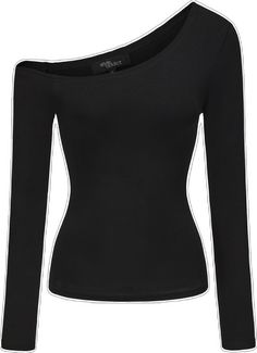 Stretch Long Sleeve Off-shoulder Top For Party, Stretch Long Sleeve Off-shoulder Top For Night Out, Stretch Off-shoulder Top With Long Sleeves For Night Out, Fitted Long Sleeve Off-shoulder Top For Fall, Fall Long Sleeve Fitted Off-shoulder Top, Chic Long Sleeve Off-shoulder Top, Casual Black Stretch One-shoulder Top, Fitted Off-shoulder Long Sleeve Top For Night Out, Black Stretch Casual One Shoulder Top