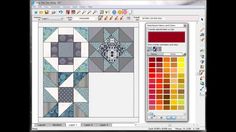 a computer screen showing the design and color options for quilts, including an image of a