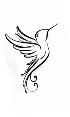 a black and white drawing of a humming bird