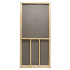 the screen door is made out of wood and has mesh panels on each side, along with