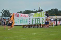 Jungle Pep Rally, Jungle Football Game Theme, Football Run Thru Signs, Runthrough Signs For Football, Runthrough Signs Football, Portland Maine Travel, School Spirit Posters, School Spirit Week, Fb Games