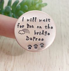 i will wait for you on the bridge dupree pendant with paw prints and rainbow