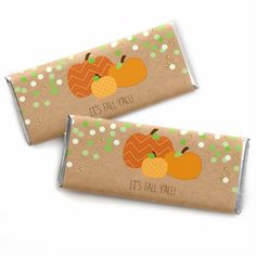 two candy bars with pumpkins on them