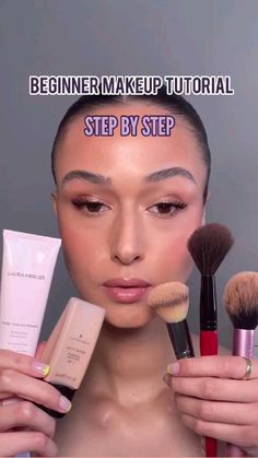 Beginner Makeup Tutorial, Make Up Kits, Face Contouring Makeup, Makeup Cantik, Beginner Makeup, Makeup Order, Date Night Makeup, Learn Makeup, Makeup Tutorial Step By Step