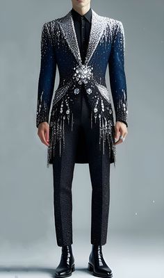 Mens Wedding Outfit, Futuristic Royalty, Rhinestone Suit, Diamond Clothing, Lavender Outfit, Prince Costume, Groom Dress Men, King Costume, Concert Fashion