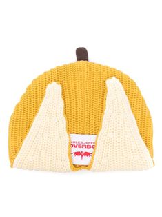 banana yellow/light yellow cotton chunky knit logo patch to the front turn-up brim press-stud fastening Banana Accessories, Object Head, Charles Jeffrey Loverboy, Charles Jeffrey, Banana Yellow, Knit Logo, Balenciaga Track, Office Bag, Balenciaga Triple S