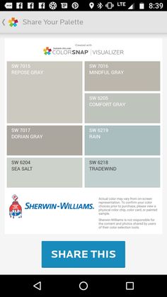 the sherylin - williams color scheme is shown on an iphone screen, and there are