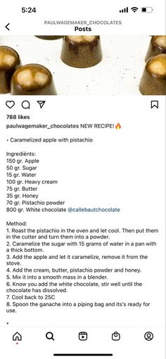 the recipe for chocolate cake is displayed on an iphone