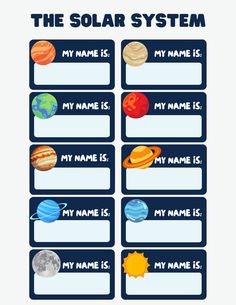 the solar system worksheet for kids with pictures on it and text that says, my name is