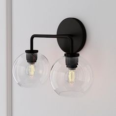 Sculptural 2-Light Globe Sconce - Clear Metal Canopy, Modern Wall Sconces, Bathroom Light Fixtures, Globe Lights, Light Sconces, Led Light Bulb, West Elm, Vanity Lighting, Lighting Collections