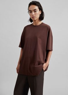 Faro Boxy Tee - Brown Linen Tops, Denim Suit, The Frankie Shop, Frankie Shop, Paris Woman, Boxy Tee, Leather Texture, Unisex Gifts, Tinted Moisturizer