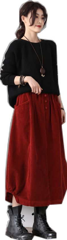 Winter Cotton Skirt With Pockets, Corduroy Skirt For Winter, Casual Corduroy Skirt For Winter, Winter Cotton Midi Skirt, Winter Wide Leg Skirt With Pockets, Fall Corduroy Skirt With Pockets, Fall Knee-length Maxi Skirt With Pockets, Corduroy Maxi Skirt, Maxi Skirt Plus Size