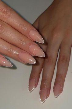 This post has 31 prom nail ideas! These nail ideas are perfect inspiration for anyone aiming for fun, elegance, trendy glam, or something totally unique! In this post you'll see a variety of stunning nail designs to complement your prom look and make your fingertips the envy of the dance floor. Get ready to dazzle Colored Chrome Nails Designs, Wedding Jelly Nails, Wedding Nails Non Traditional, Chrome Nails Diamonds, Pink Nail With Pink French Tip, Nail Shine Design, Champagne Wedding Nails For Bride, Pointed Almond Acrylic Nails, Bride Nails Acrylic