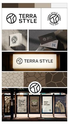 the logo for terra style is shown in black and white