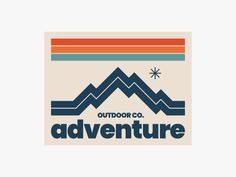 an outdoor company logo with mountains and sun in the background that reads outdoor co adventure