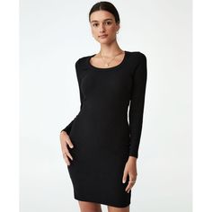 Get On The Co-Ord Trend With Our Rib Long Sleeve Dress. The Perfect Mix Of Comfort And Style, This Crew Neck And Close To Body Fit, This Dress Will Take You Everywhere You Need To Go, Without Skimping On Style. Imported Rib Stretchy Construction Long Sleeve Dress Mini Length Design Runs True To Size, Order Your Normal Size Approximately Model Height Is 173 Cm And She Is Wearing A Size Small Approximately 33.1" Long Machine Washable Cotton, Elastane Fall Bodycon Dress With Scoop Neck, Black Scoop Neck Midi Dress For Night Out, Chic Black Scoop Neck Dress, Black Scoop Neck Midi Dress For Spring, Black Flattering Long Sleeve Dress, Chic Black Mini Dress With Scoop Neck, Dainty Dress, Mock Neck Sweater Dress, Paisley Maxi Dress