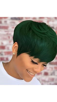 Short Wigs For Black Women, Sky Blue Hair, Colorful Wig, Short Cut Wigs, Green Wig, Halloween Wigs, Short Curly Wigs, Wig Short, Pixie Cut Wig